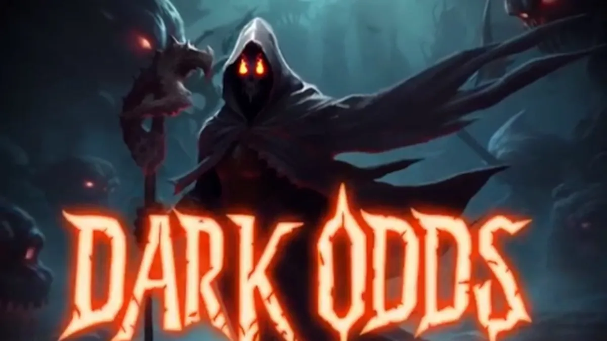 Tampilan visual slot Dark Odds dengan tema horor Halloween yang mencekam.